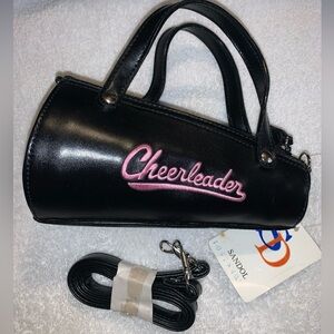 SANDOL Vintage Cheerleader Megaphone Mini Purse. NWT (BLACK/PINK)